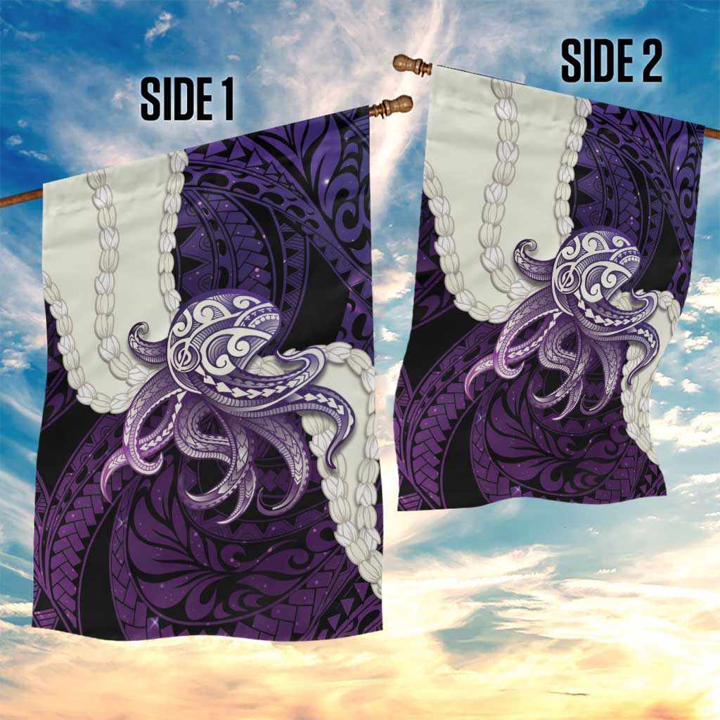 Purple Galaxy Polynesia Tribal Octopus Tattoo Garden Flag Pikake Lei Polynesian Pattern LT14 - Polynesian Pride