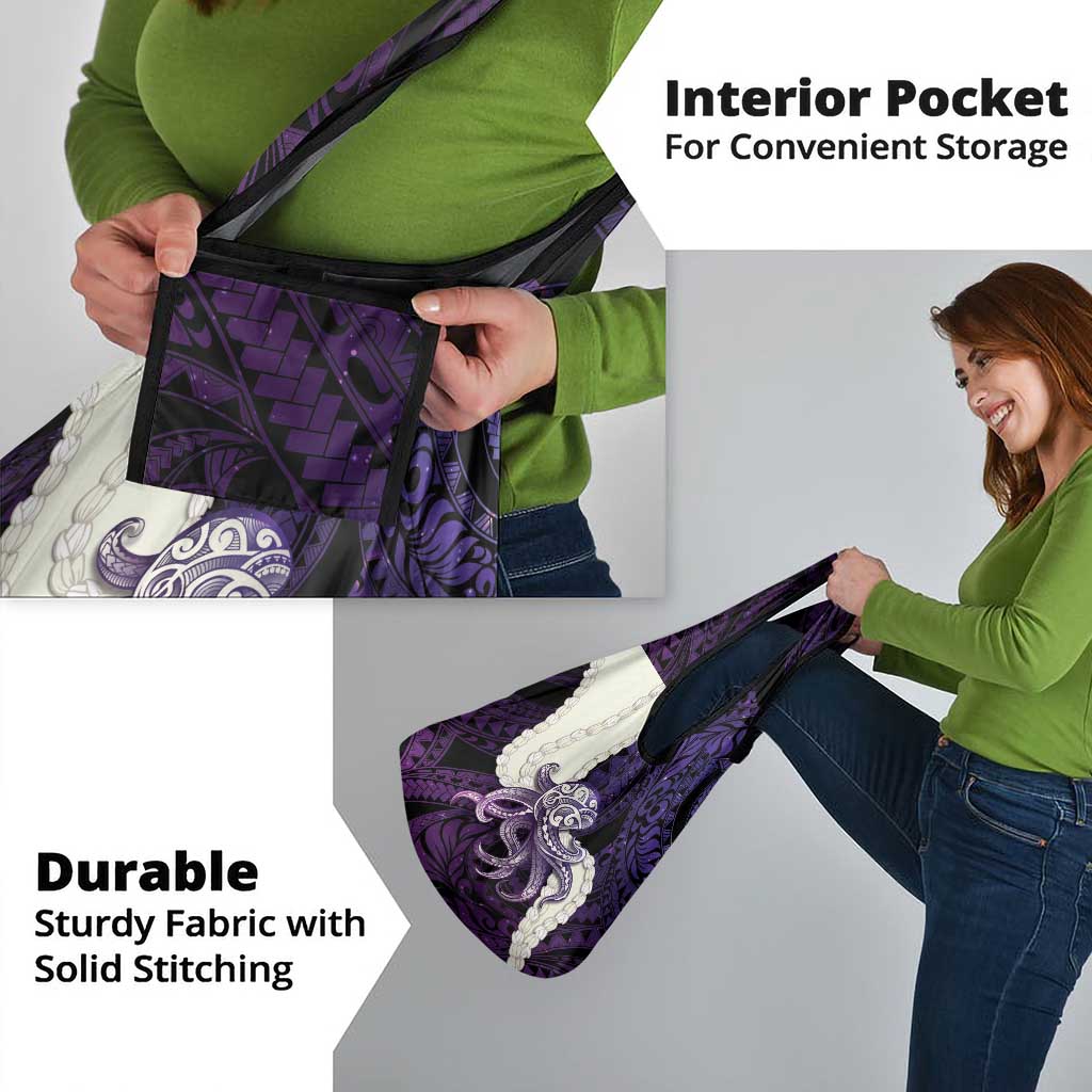 Purple Galaxy Polynesia Tribal Octopus Tattoo Grocery Bag Pikake Lei Polynesian Pattern LT14 - Polynesian Pride