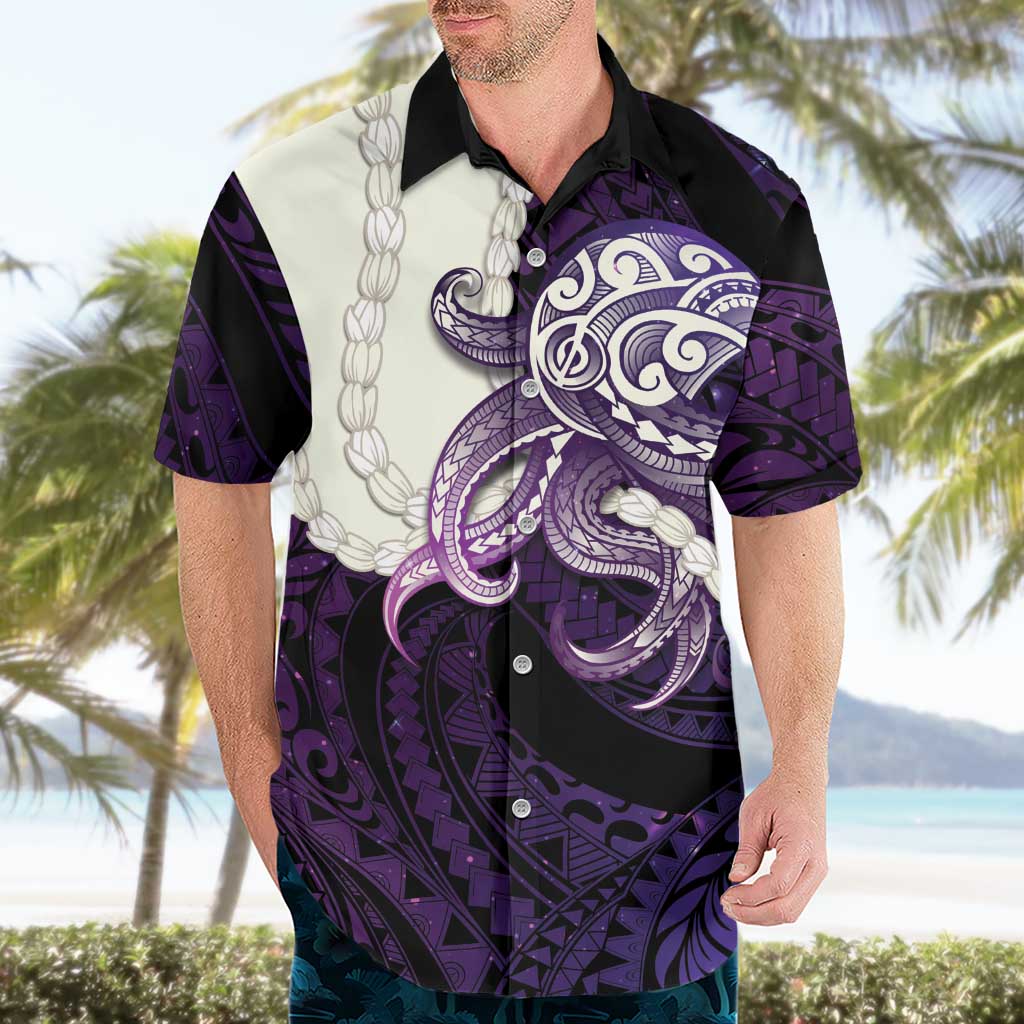 Purple Galaxy Polynesia Tribal Octopus Tattoo Hawaiian Shirt Pikake Lei Polynesian Pattern LT14 - Polynesian Pride