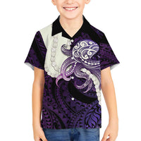 Purple Galaxy Polynesia Tribal Octopus Tattoo Kid Hawaiian Shirt Pikake Lei Polynesian Pattern