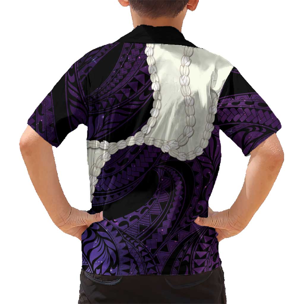 Purple Galaxy Polynesia Tribal Octopus Tattoo Kid Hawaiian Shirt Pikake Lei Polynesian Pattern
