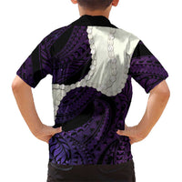 Purple Galaxy Polynesia Tribal Octopus Tattoo Kid Hawaiian Shirt Pikake Lei Polynesian Pattern