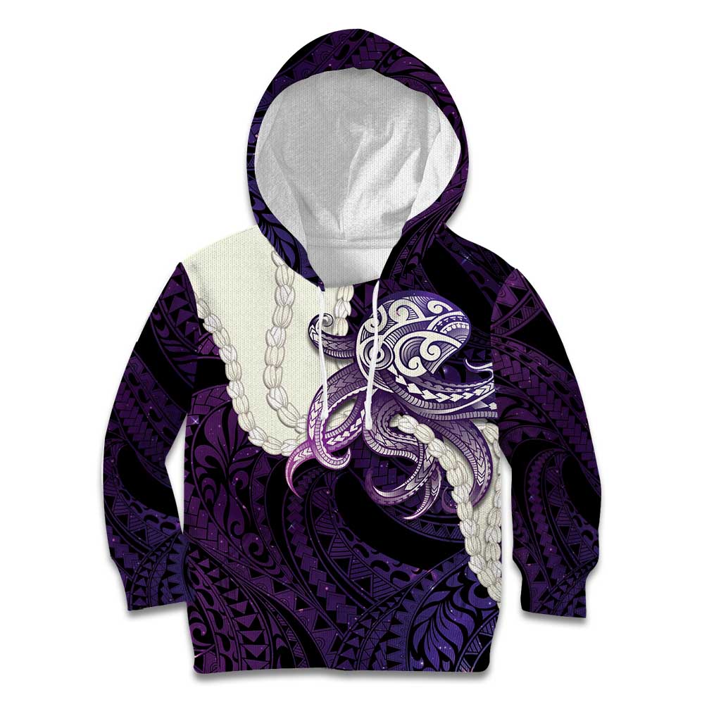 Purple Galaxy Polynesia Tribal Octopus Tattoo Kid Hoodie Pikake Lei Polynesian Pattern LT14 Hoodie Purple - Polynesian Pride