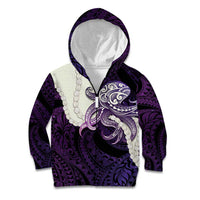 Purple Galaxy Polynesia Tribal Octopus Tattoo Kid Hoodie Pikake Lei Polynesian Pattern LT14 Zip Hoodie Purple - Polynesian Pride