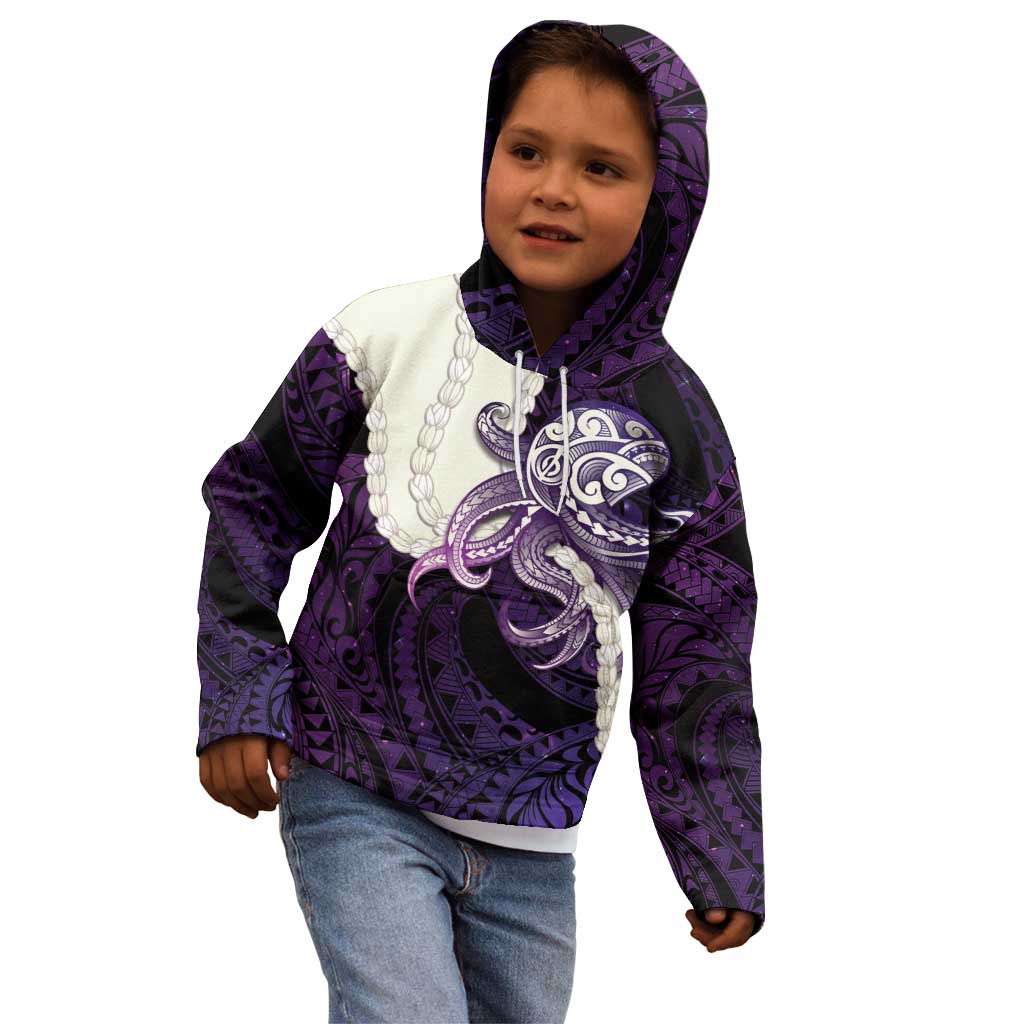 Purple Galaxy Polynesia Tribal Octopus Tattoo Kid Hoodie Pikake Lei Polynesian Pattern LT14 - Polynesian Pride