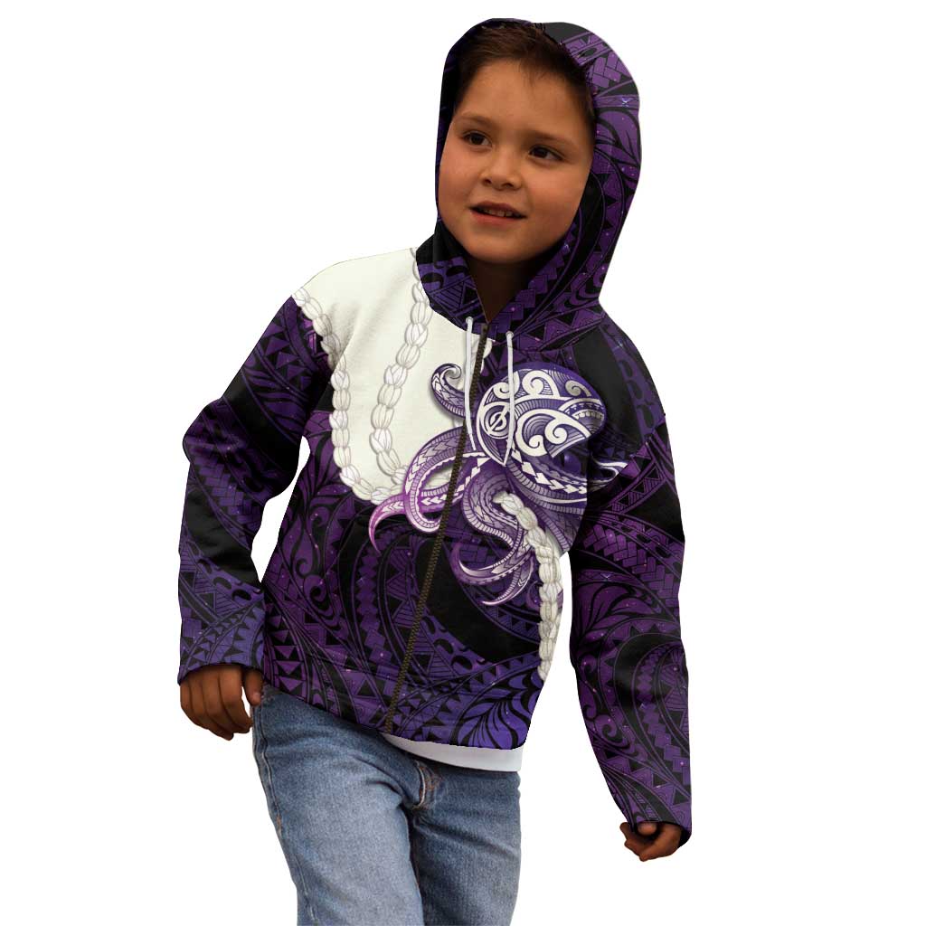 Purple Galaxy Polynesia Tribal Octopus Tattoo Kid Hoodie Pikake Lei Polynesian Pattern LT14 - Polynesian Pride