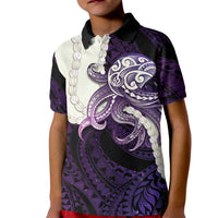 Purple Galaxy Polynesia Tribal Octopus Tattoo Kid Polo Shirt Pikake Lei Polynesian Pattern LT14 Kid Purple - Polynesian Pride