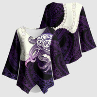 Purple Galaxy Polynesia Tribal Octopus Tattoo Kimono Sleeve Blouse Pikake Lei Polynesian Pattern LT14 - Polynesian Pride