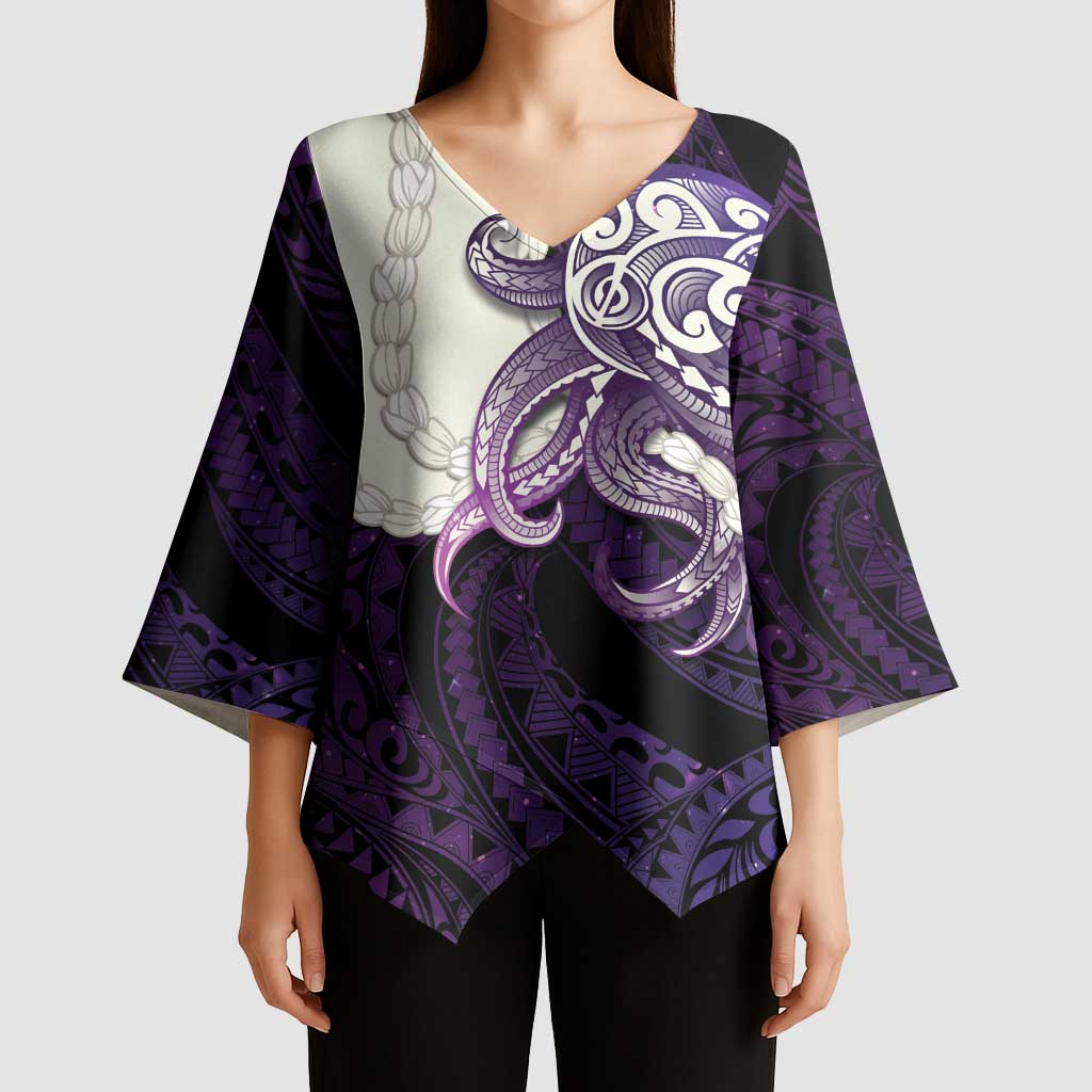 Purple Galaxy Polynesia Tribal Octopus Tattoo Kimono Sleeve Blouse Pikake Lei Polynesian Pattern LT14 - Polynesian Pride