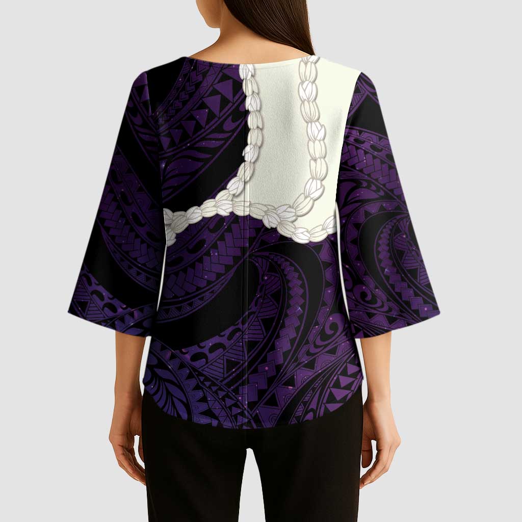 Purple Galaxy Polynesia Tribal Octopus Tattoo Kimono Sleeve Blouse Pikake Lei Polynesian Pattern LT14 - Polynesian Pride