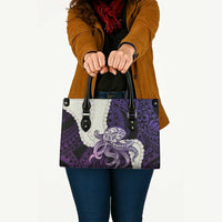 Purple Galaxy Polynesia Tribal Octopus Tattoo Leather Bag Pikake Lei Polynesian Pattern