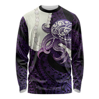 Purple Galaxy Polynesia Tribal Octopus Tattoo Long Sleeve Shirt Pikake Lei Polynesian Pattern LT14 Unisex Purple - Polynesian Pride