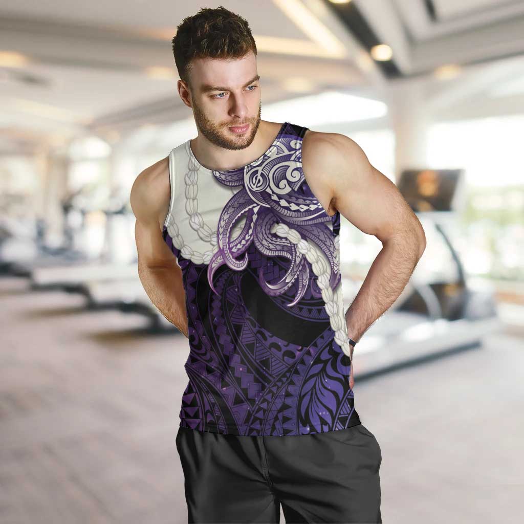 Purple Galaxy Polynesia Tribal Octopus Tattoo Men Tank Top Pikake Lei Polynesian Pattern LT14 Purple - Polynesian Pride