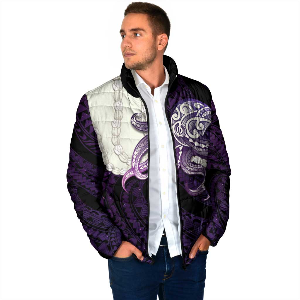 Purple Galaxy Polynesia Tribal Octopus Tattoo Padded Jacket Pikake Lei Polynesian Pattern LT14 - Polynesian Pride