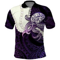 Purple Galaxy Polynesia Tribal Octopus Tattoo Polo Shirt Pikake Lei Polynesian Pattern