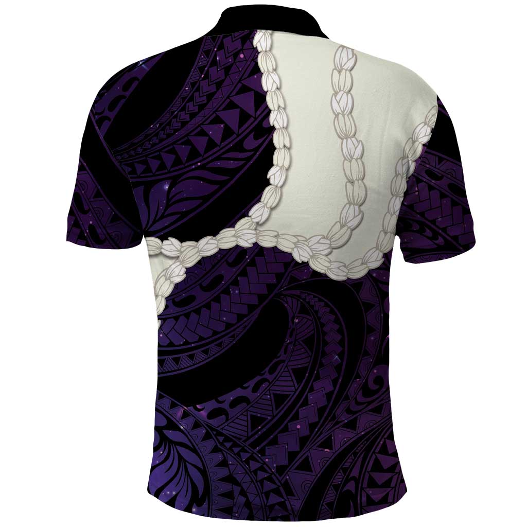 Purple Galaxy Polynesia Tribal Octopus Tattoo Polo Shirt Pikake Lei Polynesian Pattern