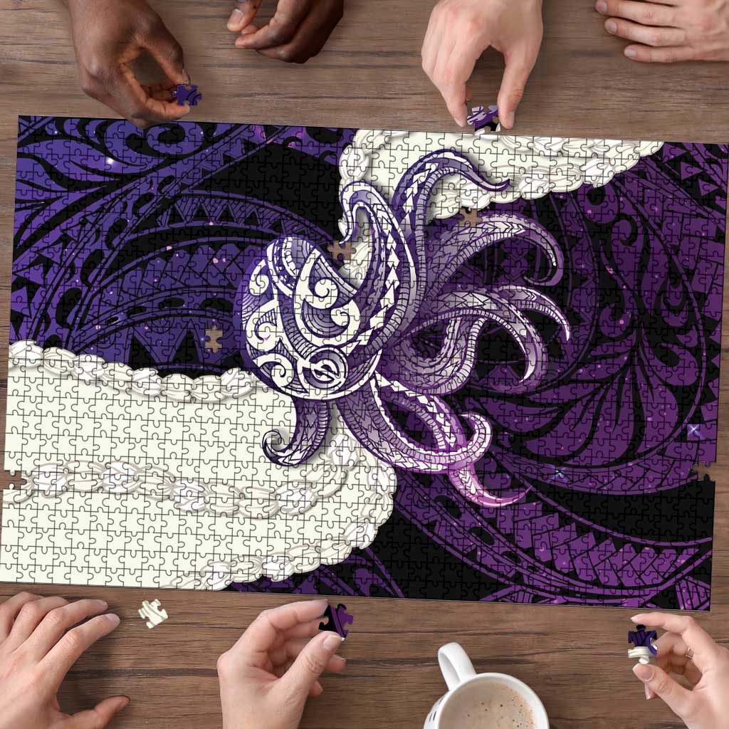 Purple Galaxy Polynesia Tribal Octopus Tattoo Puzzle Pikake Lei Polynesian Pattern LT14 - Polynesian Pride