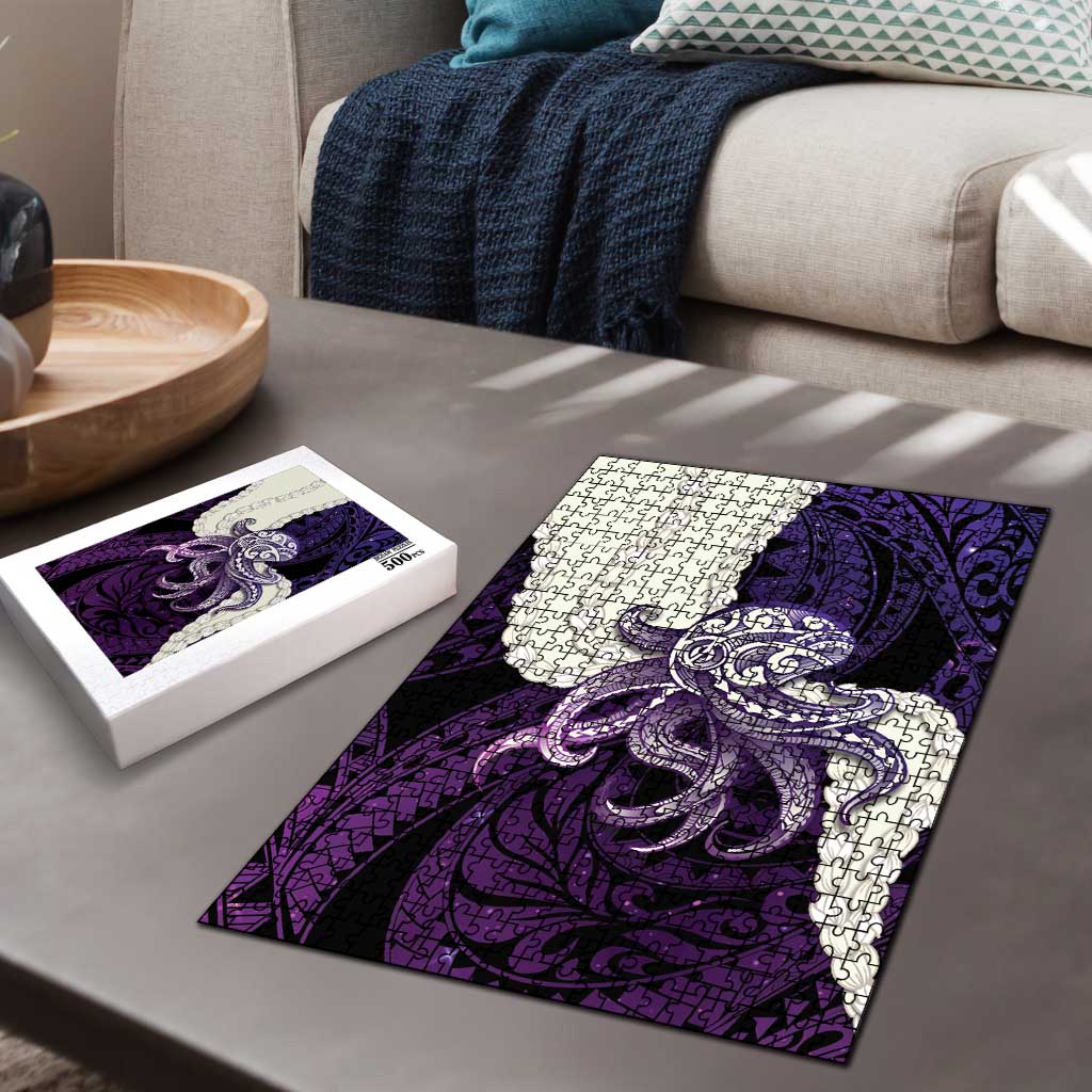 Purple Galaxy Polynesia Tribal Octopus Tattoo Puzzle Pikake Lei Polynesian Pattern LT14 - Polynesian Pride