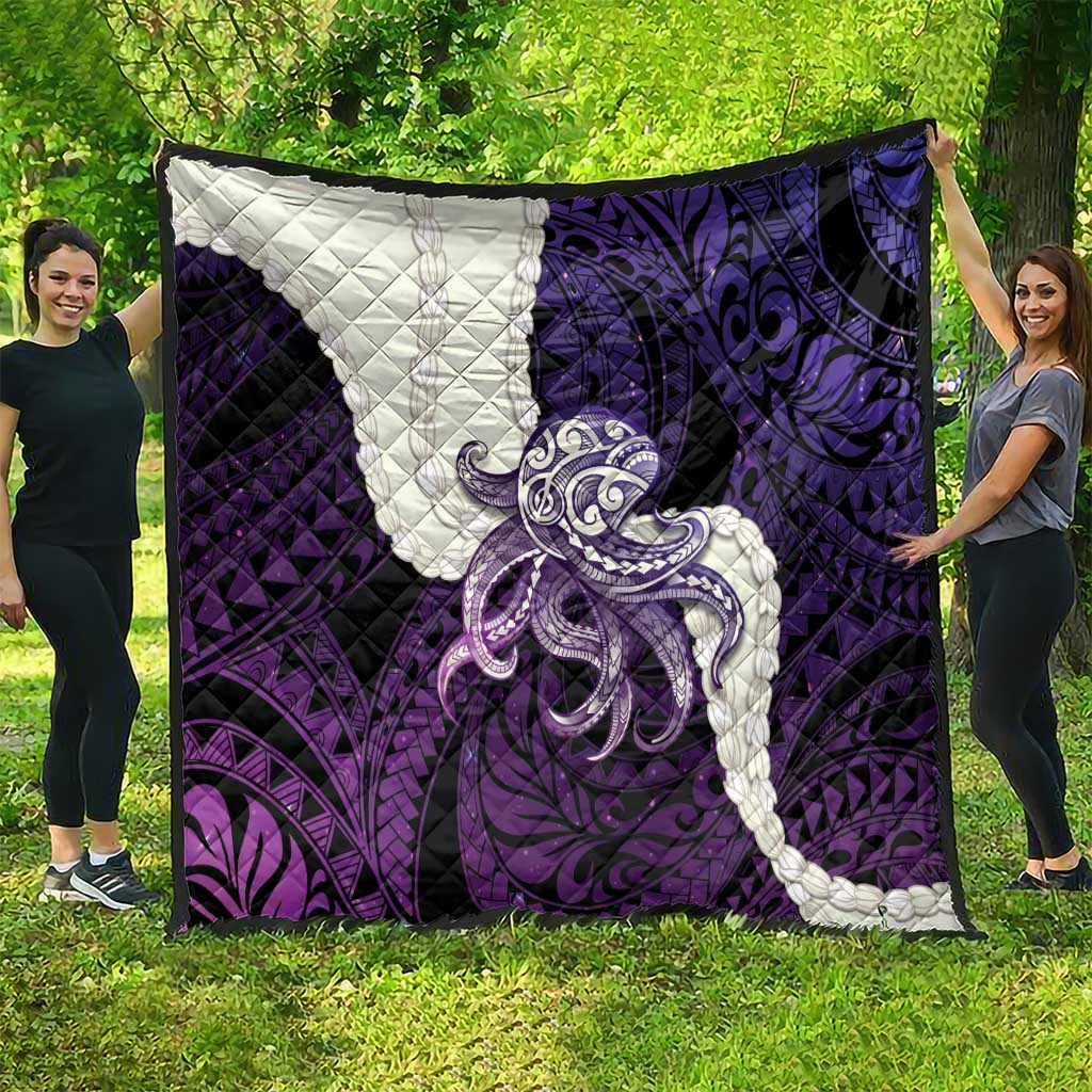 Purple Galaxy Polynesia Tribal Octopus Tattoo Quilt Pikake Lei Polynesian Pattern LT14 - Polynesian Pride