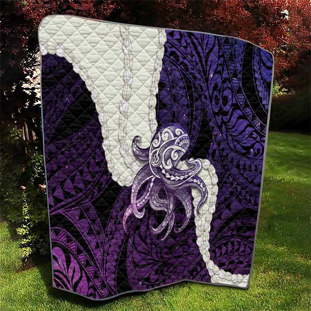 Purple Galaxy Polynesia Tribal Octopus Tattoo Quilt Pikake Lei Polynesian Pattern LT14 - Polynesian Pride