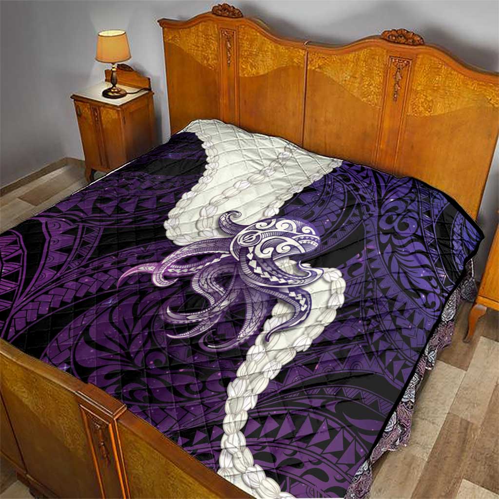 Purple Galaxy Polynesia Tribal Octopus Tattoo Quilt Pikake Lei Polynesian Pattern LT14 - Polynesian Pride