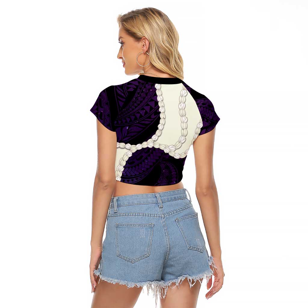 Purple Galaxy Polynesia Tribal Octopus Tattoo Raglan Cropped T Shirt Pikake Lei Polynesian Pattern LT14 - Polynesian Pride