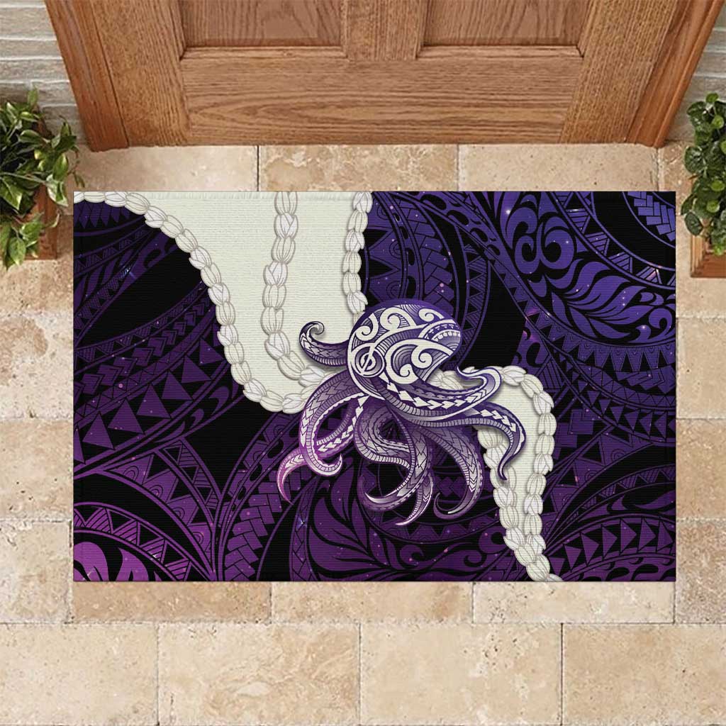 Purple Galaxy Polynesia Tribal Octopus Tattoo Rubber Doormat Pikake Lei Polynesian Pattern LT14 Purple - Polynesian Pride