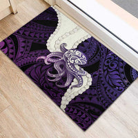 Purple Galaxy Polynesia Tribal Octopus Tattoo Rubber Doormat Pikake Lei Polynesian Pattern