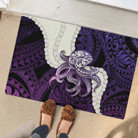 Purple Galaxy Polynesia Tribal Octopus Tattoo Rubber Doormat Pikake Lei Polynesian Pattern