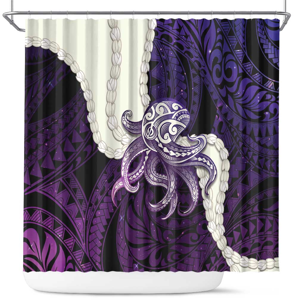Purple Galaxy Polynesia Tribal Octopus Tattoo Shower Curtain Pikake Lei Polynesian Pattern LT14 Purple - Polynesian Pride