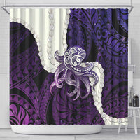 Purple Galaxy Polynesia Tribal Octopus Tattoo Shower Curtain Pikake Lei Polynesian Pattern LT14 - Polynesian Pride
