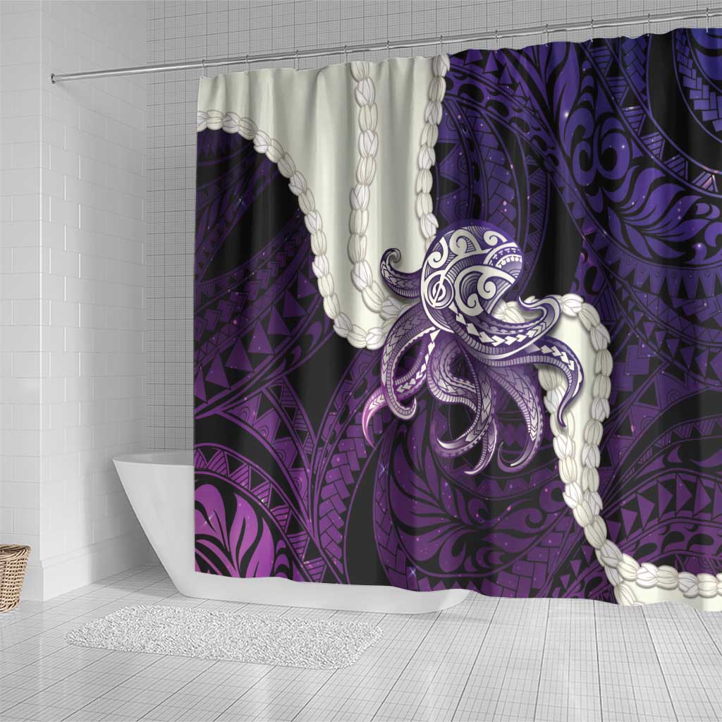 Purple Galaxy Polynesia Tribal Octopus Tattoo Shower Curtain Pikake Lei Polynesian Pattern LT14 - Polynesian Pride