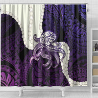 Purple Galaxy Polynesia Tribal Octopus Tattoo Shower Curtain Pikake Lei Polynesian Pattern LT14 - Polynesian Pride