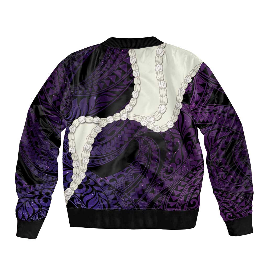 Purple Galaxy Polynesia Tribal Octopus Tattoo Sleeve Zip Bomber Jacket Pikake Lei Polynesian Pattern LT14 - Polynesian Pride