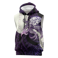 Purple Galaxy Polynesia Tribal Octopus Tattoo Sleeveless Hoodie Pikake Lei Polynesian Pattern LT14 Purple - Polynesian Pride