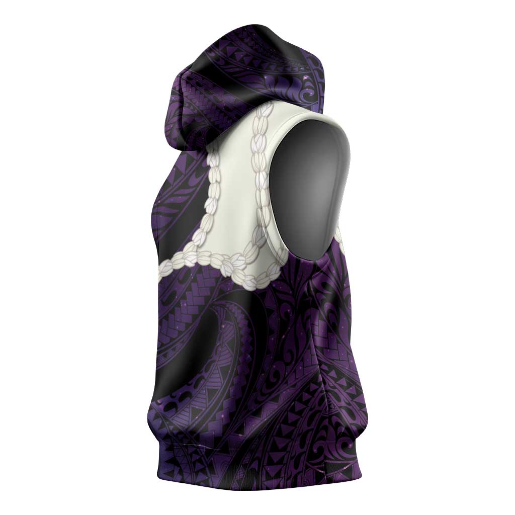 Purple Galaxy Polynesia Tribal Octopus Tattoo Sleeveless Hoodie Pikake Lei Polynesian Pattern LT14 - Polynesian Pride