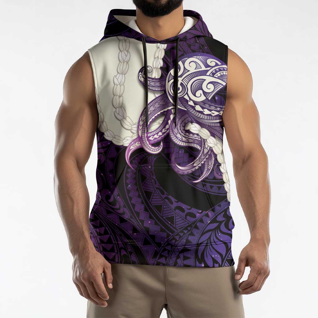 Purple Galaxy Polynesia Tribal Octopus Tattoo Sleeveless Hoodie Pikake Lei Polynesian Pattern LT14 - Polynesian Pride