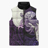 Purple Galaxy Polynesia Tribal Octopus Tattoo Sleeveless Puffer Jacket Pikake Lei Polynesian Pattern LT14 Unisex Purple - Polynesian Pride
