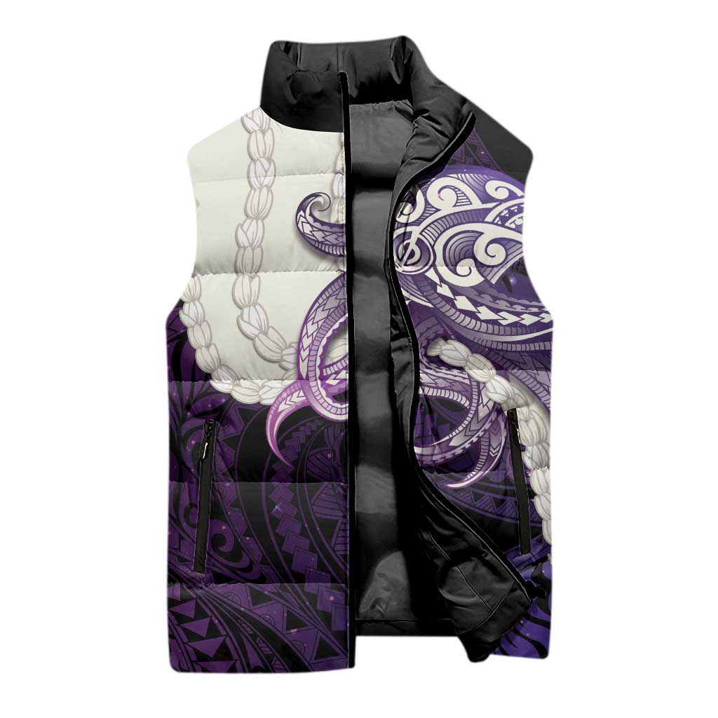 Purple Galaxy Polynesia Tribal Octopus Tattoo Sleeveless Puffer Jacket Pikake Lei Polynesian Pattern LT14 - Polynesian Pride