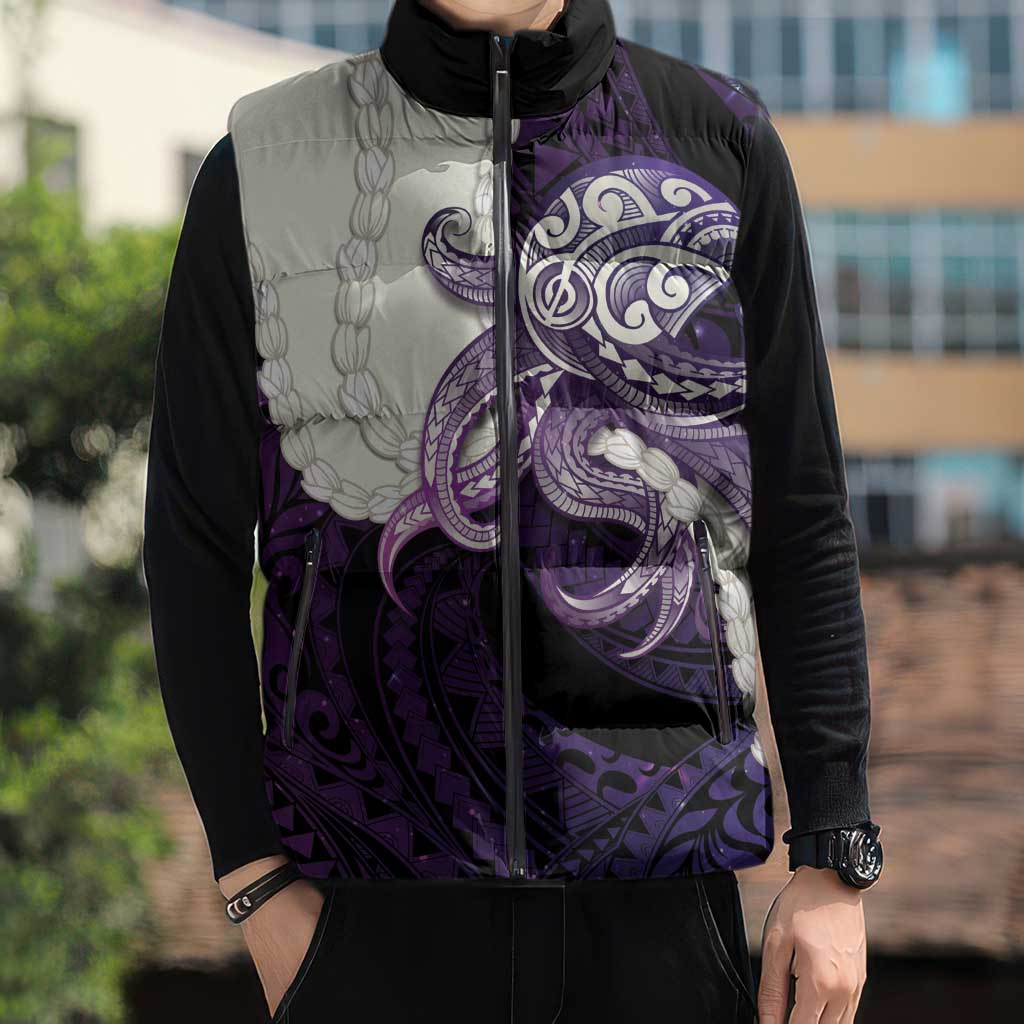 Purple Galaxy Polynesia Tribal Octopus Tattoo Sleeveless Puffer Jacket Pikake Lei Polynesian Pattern LT14 - Polynesian Pride