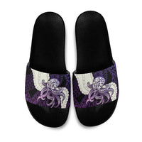 Purple Galaxy Polynesia Tribal Octopus Tattoo Slide Sandals Pikake Lei Polynesian Pattern LT14 Purple - Polynesian Pride