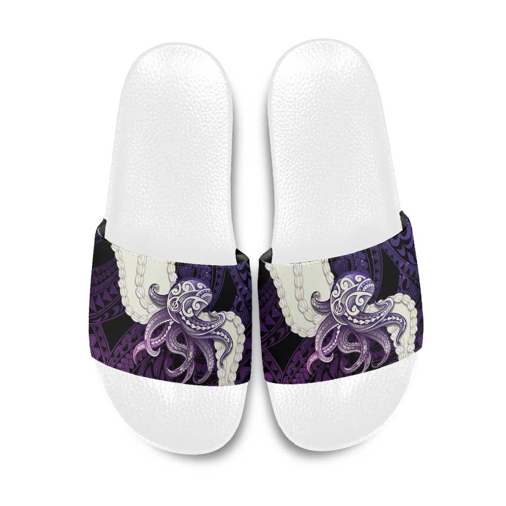 Purple Galaxy Polynesia Tribal Octopus Tattoo Slide Sandals Pikake Lei Polynesian Pattern LT14 Purple - Polynesian Pride