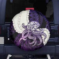 Purple Galaxy Polynesia Tribal Octopus Tattoo Spare Tire Cover Pikake Lei Polynesian Pattern