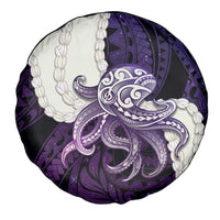 Purple Galaxy Polynesia Tribal Octopus Tattoo Spare Tire Cover Pikake Lei Polynesian Pattern