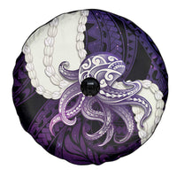 Purple Galaxy Polynesia Tribal Octopus Tattoo Spare Tire Cover Pikake Lei Polynesian Pattern
