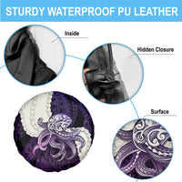 Purple Galaxy Polynesia Tribal Octopus Tattoo Spare Tire Cover Pikake Lei Polynesian Pattern