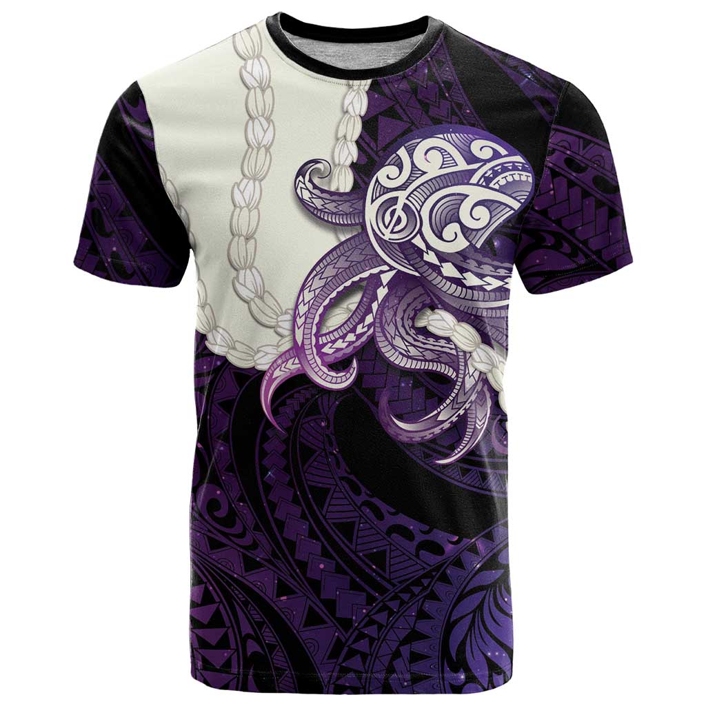 Purple Galaxy Polynesia Tribal Octopus Tattoo T Shirt Pikake Lei Polynesian Pattern