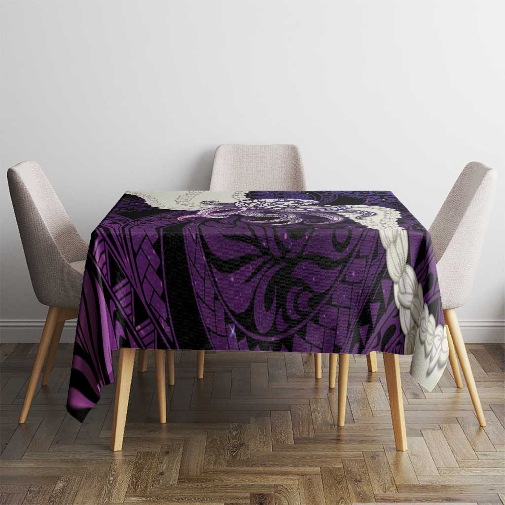 Purple Galaxy Polynesia Tribal Octopus Tattoo Tablecloth Pikake Lei Polynesian Pattern LT14 - Polynesian Pride