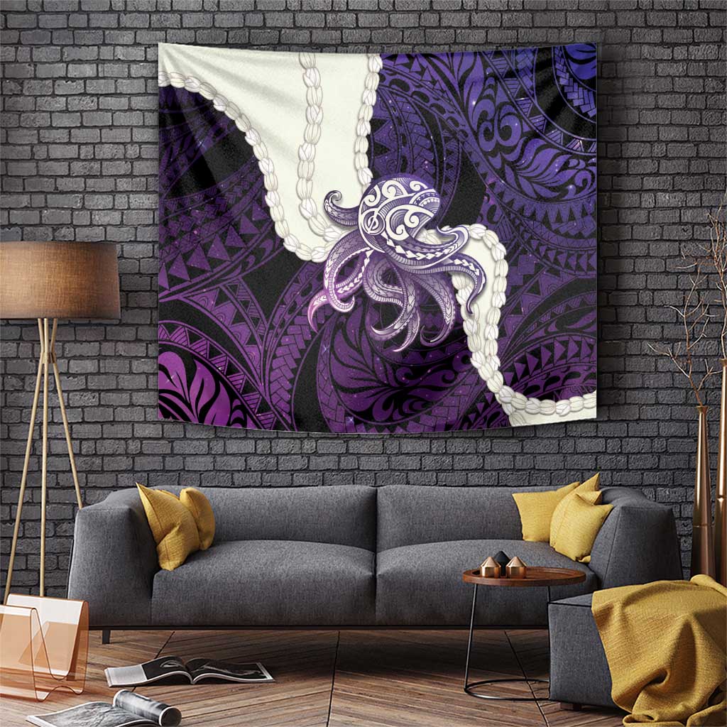 Purple Galaxy Polynesia Tribal Octopus Tattoo Tapestry Pikake Lei Polynesian Pattern