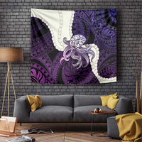 Purple Galaxy Polynesia Tribal Octopus Tattoo Tapestry Pikake Lei Polynesian Pattern